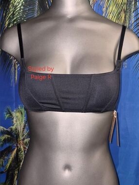 💕NWT SKIMS Recycled Swim Corset Bikini Swimsuit Top Black ONYX S